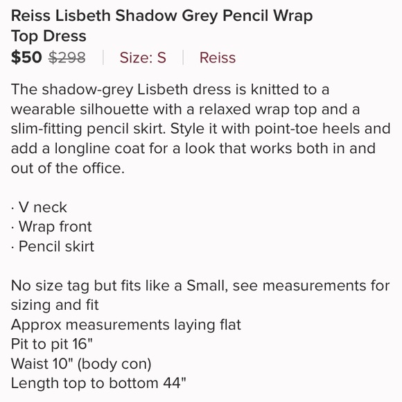 Reiss Lisbeth Shadow Grey Pencil Wrap Dress - Picture 8 of 8